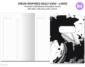 B6 Daily JIBUN-Inspired Printable Traveler's Notebook Insert Minimalist LINED B622-005A