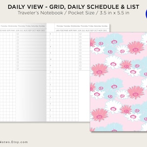 TN Pocket DAILY View GRID - Printable Traveler&#39;s Notebook Insert Minimalist Functional