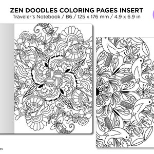 B6 Zen MANDALA Doodles COLORING Activity TN Insert Traveler's Notebook image 2