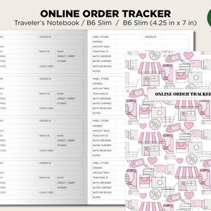 B6 SLIM Online Order Tracker Traveler&#39;s Notebook Printable Insert Minimalist Functional