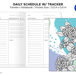 TN POCKET Daily Schedule with Tracker Printable Traveler&#39;s Notebook Insert