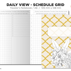 A6 DAILY VIEW Appointment Schedule Traveler&#39;s Notebook Printable Insert