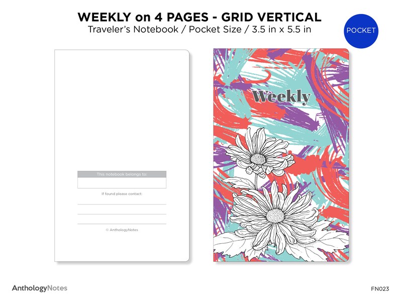 POCKET Weekly View Wo4p Printable Insert Traveler's Notebook Tracker ...