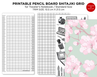 Printable PENCIL BOARD for Standard Traveler's Notebook GRID Shitajiki 下敷き