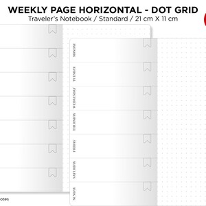 Weekly View Dot Grid Page, Wo1p - Traveler's Notebook Printable Insert ...
