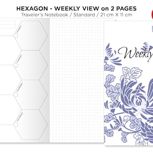 Hexagon Boxes Grid  Weekly Wo1P Midori Printable Traveler&#39;s Notebook - Standard Size - Planner Printable Insert - Undated