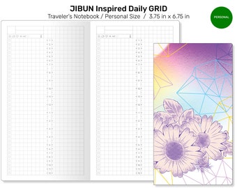 Personal TN JIBUN-Inspired Daily GRID Printable Insert Refill Traveler's Notebook PER22-005