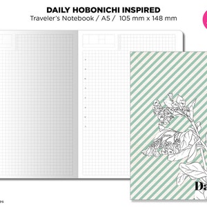 A5 デイリービュー グリッド トラベラーズノート 印刷可能なインサート - Do1P - ミニマリスト - 機能的 HOBONICHI インスパイア