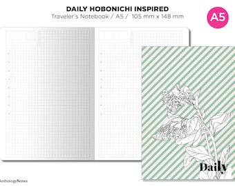 A5 Daily View Grid Traveler's Notebook Printable Insert - Do1P - Minimalist - Functional HOBONICHI Inspired