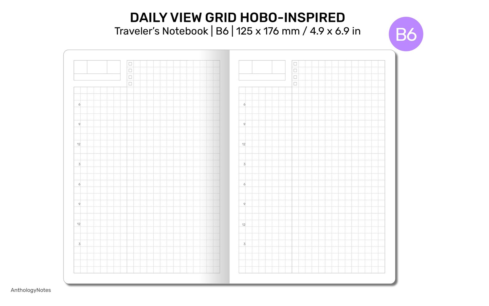 B6 Hobonichi Insert TN Traveler's Notebook Printable Planner Do1p ...