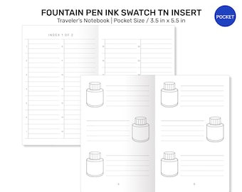 DIY TN Pocket Size Fountain Pen Ink Swatch Printable Refill Insert - FN22-014