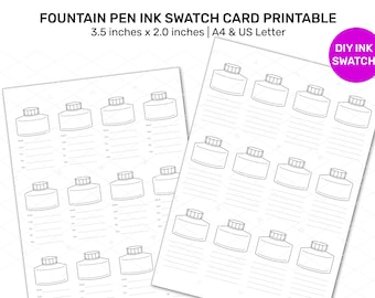 FOUNTAIN PEN Ink Swatch Cards - Printable DIY Ink Swatching AFP002