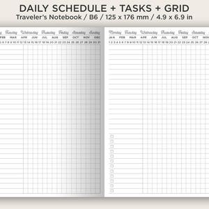 B6 Daily View Printable Insert Traveler's Notebook Do1P Schedule, Tasks, Grid, Undated Minimalist Functional image 3