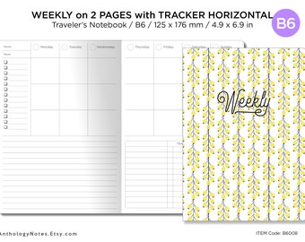 B6 WEEKLY with TRACKER Printable TN Insert Minimalist Functional Planning