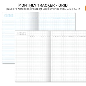 PASSPORT TN Monthly TRACKER Grid Undated Printable Traveler's Notebook Refill Functional Planning PP009