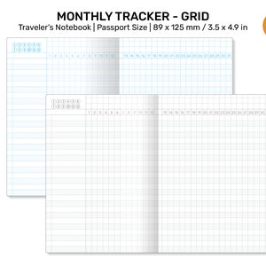 PASSPORT TN Monthly TRACKER Grid Undated Printable Traveler's Notebook Refill Functional Planning PP009