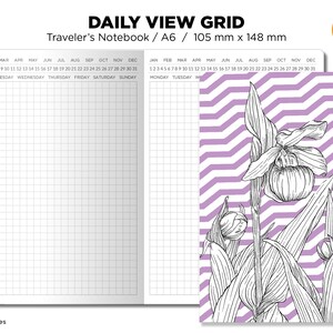 A6 Insert Do1P Grid, Daily View, Printable Planner Insert,Traveler&#39;s Notebook Minimalist