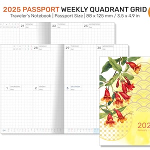 2025 Paspoort TN Weekplanner GRID QUADRANT verticaal reizigersnotitieboekje Afdrukbaar inlegvel Functionele planning DPP22-001-2025