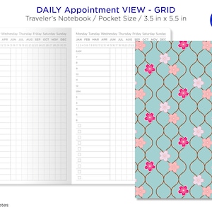TN POCKET Daily GRID Appointment Schedule Printable Traveler&#39;s Notebook Insert