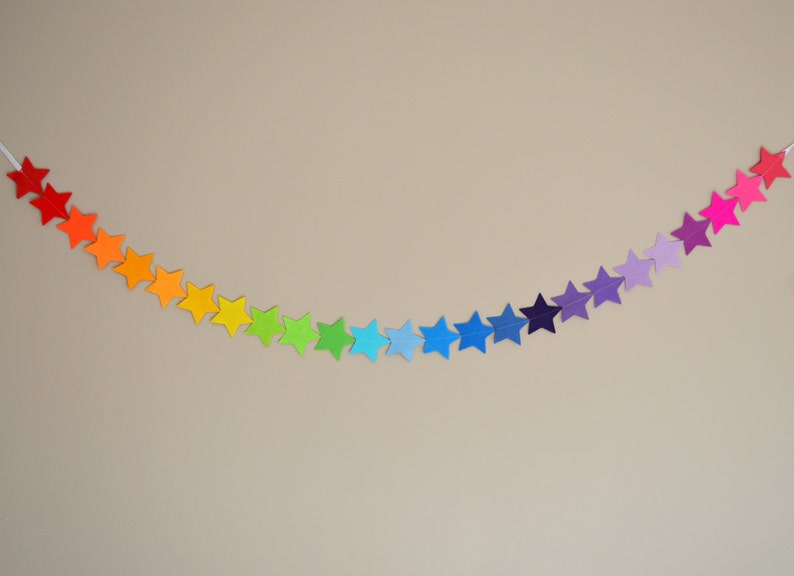cake smash Home D\u00e9cor Star Garland Party decoration Rainbow Star Garland made with Large felt Stars Rainbow Garland Felt garland