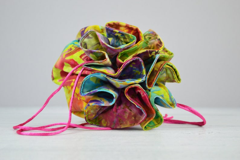 Batik drawstring Bag Unique Gift colourful Pouch multi colour drawstring Pouch Gift for her Drawstring Bag Batik Bag Jewellery bag