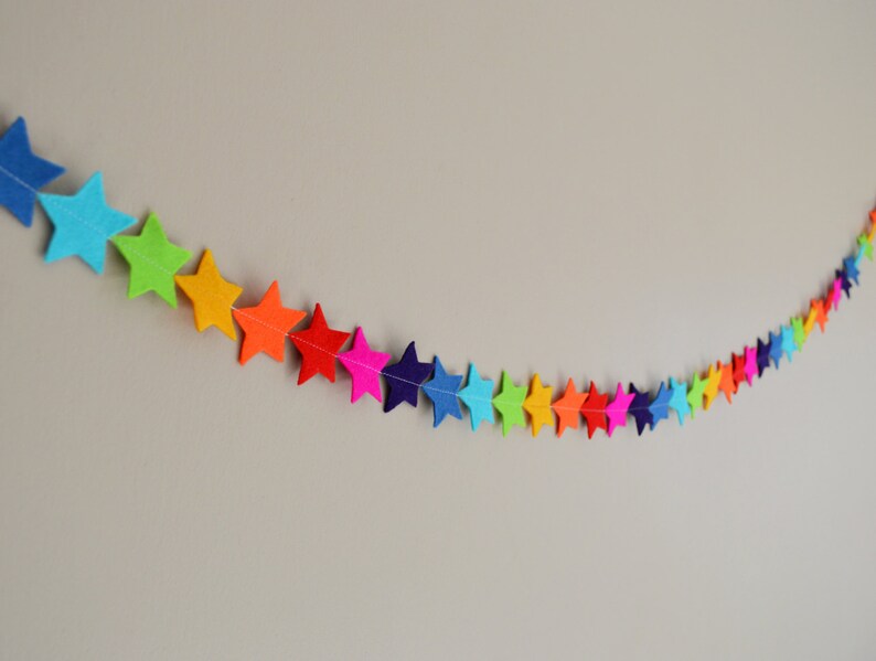 Rainbow Star Garland Made With Small Felt Stars Felt Etsy