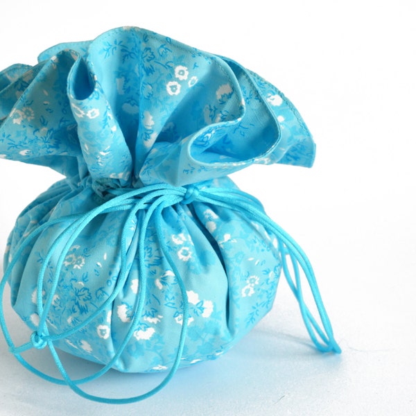 Blue drawstring Pouch, Drawstring bag, Blue drawstring Bag, Jewelry Pouch, jewellery bag, Blue Pouch, Small Blue bag, Blue Bag.