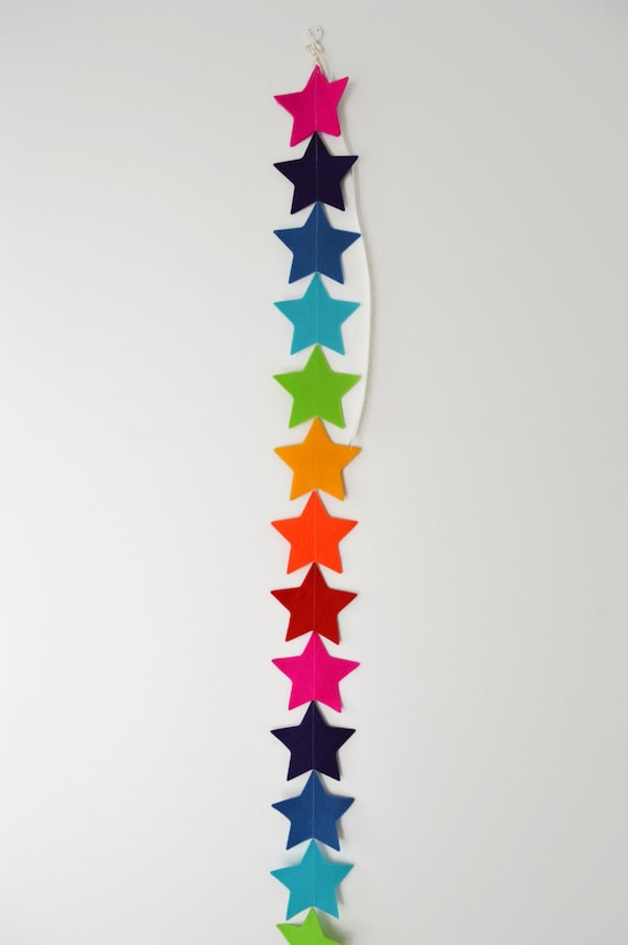 cake smash Home D\u00e9cor Star Garland Party decoration Rainbow Star Garland made with Large felt Stars Rainbow Garland Felt garland