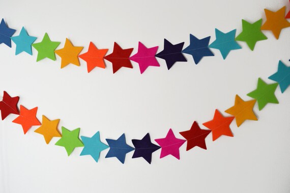 cake smash Home D\u00e9cor Star Garland Party decoration Rainbow Star Garland made with Large felt Stars Rainbow Garland Felt garland