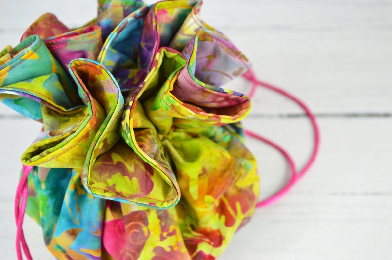 Batik drawstring Bag Unique Gift colourful Pouch multi colour drawstring Pouch Gift for her Drawstring Bag Batik Bag Jewellery bag