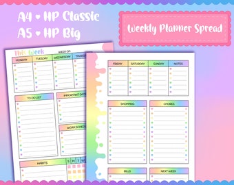 Daily Planner Printable | Blank Monday Start | Pastel Rainbow Drips ...