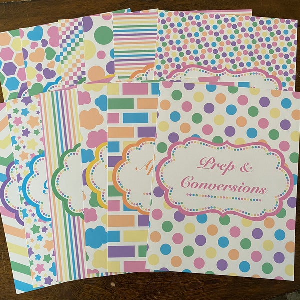 Rainbow Pastel Recipe Binder Pages