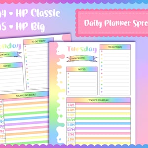 Planificador diario imprimible / Inicio del lunes en blanco / Inserciones del planificador Pastel Rainbow Drips / A4 / A5 / Carta de EE. UU. / HP Classic / HP Big /