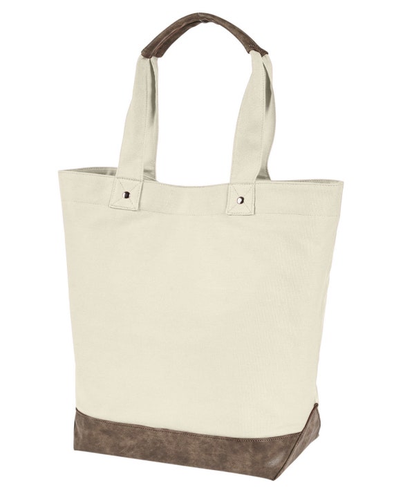 【This is a(n)】 Leather Handle Base Tote Large tote bag, carryall with leather base and handles