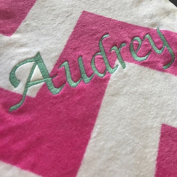 Personalized Monogrammed Beach towel / Monogram / Name / Custom Text / Chevron / Polka Dot / Cabana /