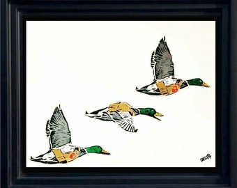 Bullet Proof Ducks Original Artwork by Unify | Contemporary | Abstract | Pop Art | Street Art | Spray Paint Media | Bockingford Paper