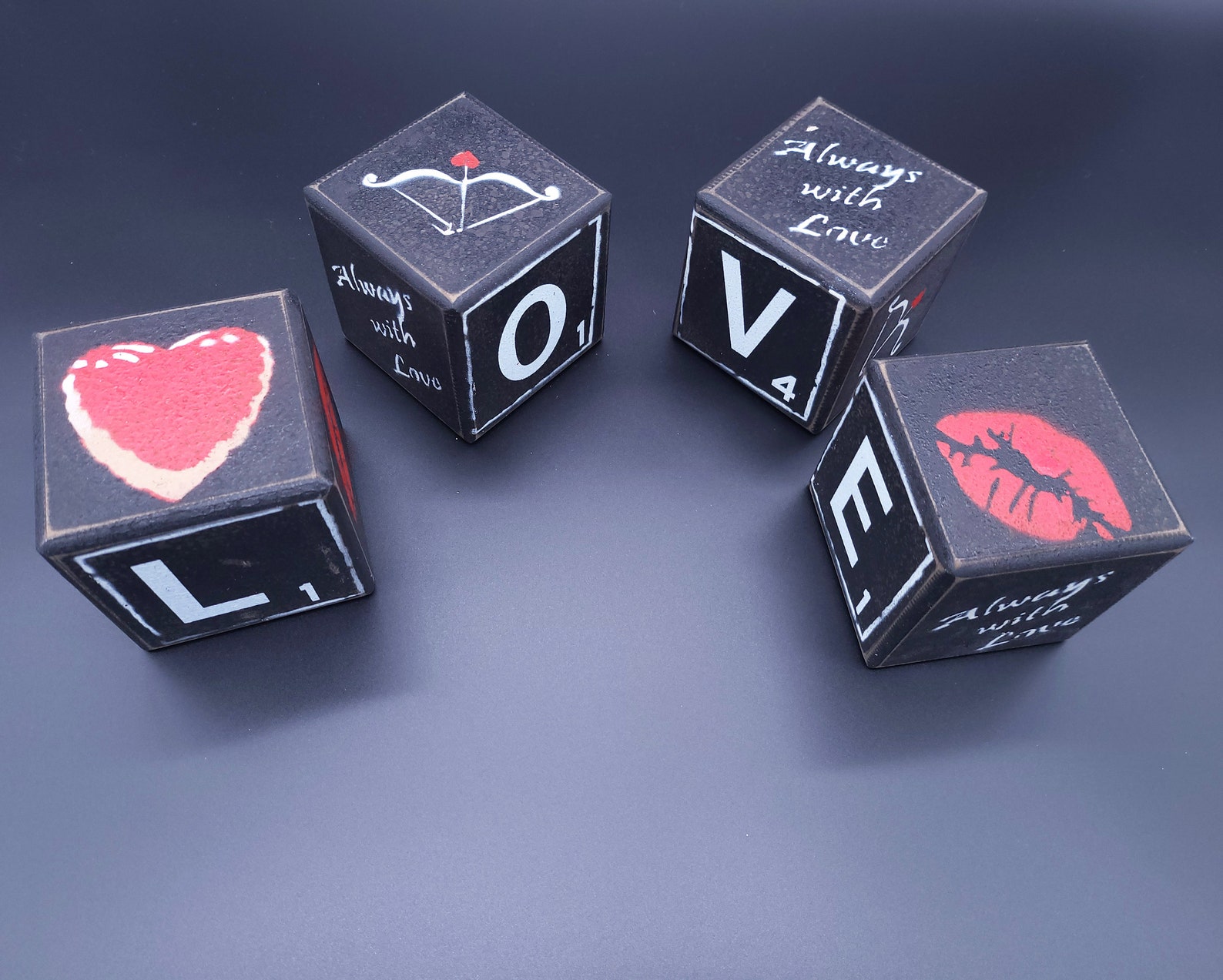 Handpainted Distressed Wooden Love Blocks Original Artwork by Etsy