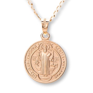 San Benito gold Medal, San benito gold pendant, St Benedict gold filled Coin, Reversible San Benito, Catholic jewelry 14k gold filled charm