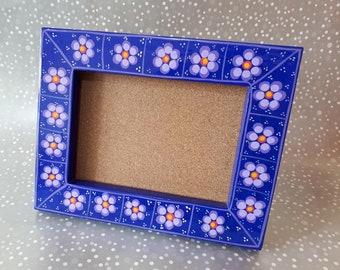Mexican purple frame, Handpaint photo frame, Mexican Portrait, Mexico photo frame, Mexican Flower frame, Mexico picture frame, talavera tile