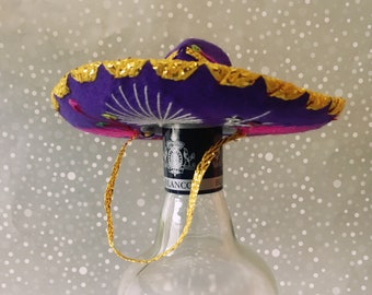 Srliya Mini Chapeau Mexicain 9 Pièces, 3 Types Différents, Chapeau De Fête Mexicain, Petite Paille, Couverture De Bouteille De Vin, Chapeau Pour Fête D'anniversaire