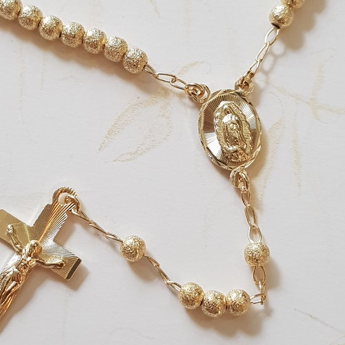 14K Gold Sparkle Guadalupe Rosary 