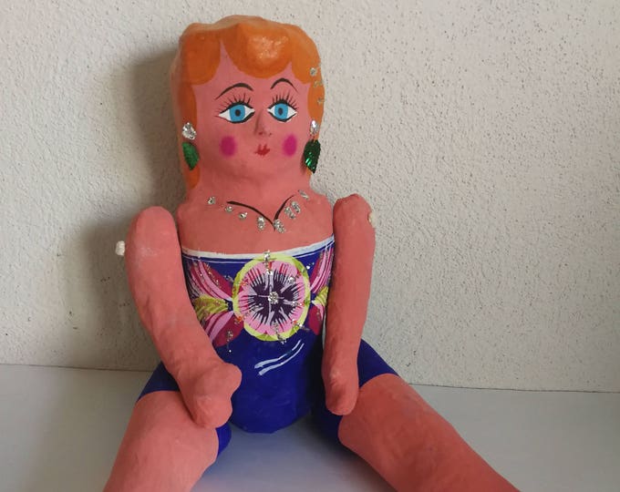 Mexican Paper Doll Mexican Papier Mache Doll Frida Doll Etsy