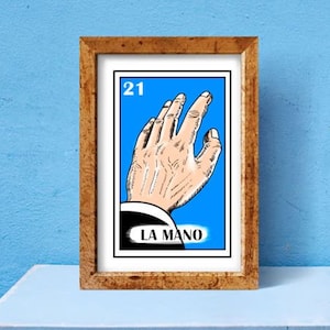 Mexican loteria La mano card, Mexican bingo Hand poster, High five canvas, mexican poster Wall Decor, Mexican art Print, La mano art.