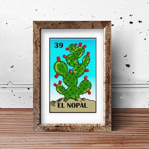 Kaktus Druck, El nopal mexikanische Loteria, Kaktus druckbare, Kaktus Wandkunst, Botanica Druck, Kaktus Poster, mexikanische Kunst Druck, Sukkulenten Kunst