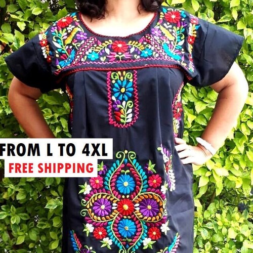 Embroidered Plus Size Mexican Dress White Mexican XL Dress - Etsy