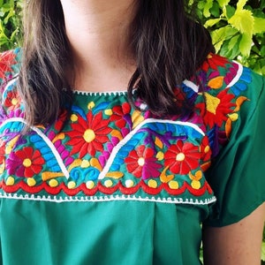 Mexican Green Blouse Mexican Plus Size Blouse Embroidered - Etsy