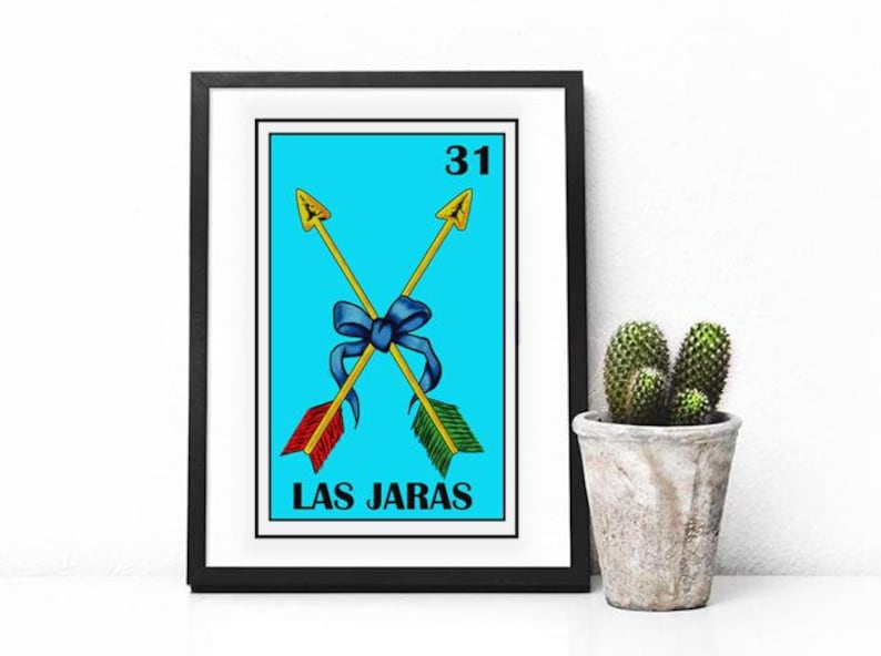 Mexican loteria card Las jaras Arrow wall art print Mexican Etsy
