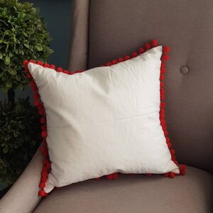 Mexico embroidery colorful pillow cover, Mexican red pompom tassel sofa cushion cover, Bed Throw Pillow, vintage flowers embroidered rainbow bild 10