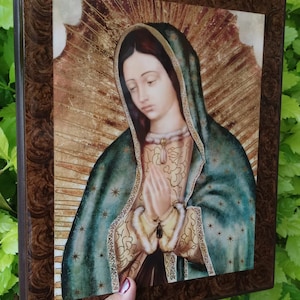 Virgen de Guadalupe wood frame, Our Lady of Guadalupe photo frame, Virgencita Guadalupe panting canva, printing Guadalupe virgin Holly Mary