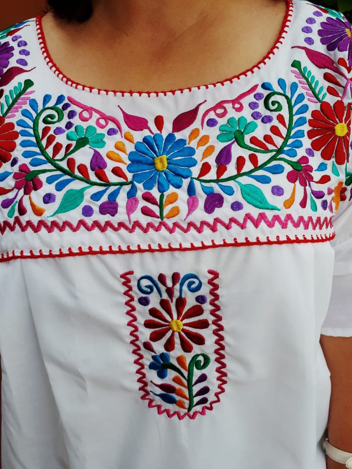 Embroidered plus size Mexican Dress White mexican XL dress | Etsy